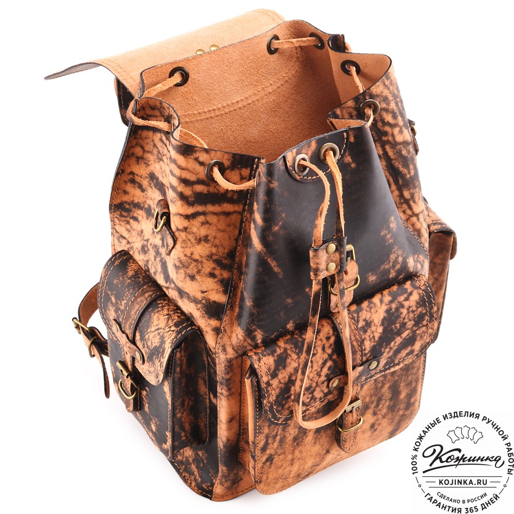  Кожаный рюкзак "Патриот" (старение рыжий)